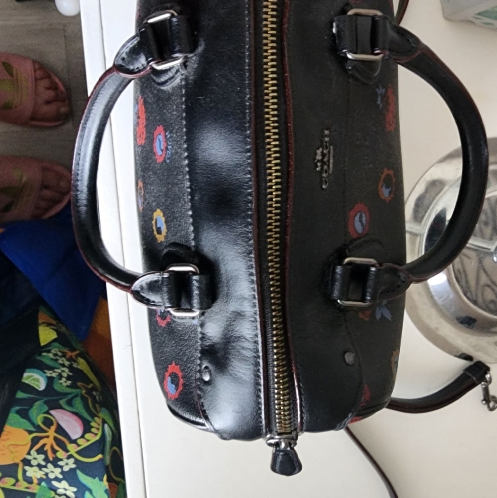 Coach Bennett Black Floral Women's Satchel Bag - Picture 5 of 6
